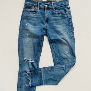 Polo Ralph Lauren The Tompkins Skinny  Torn Distress Jeans Blue